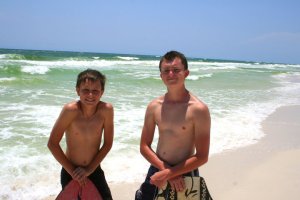 boys at the beach