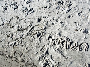 I LOVE BRANDON sand writing